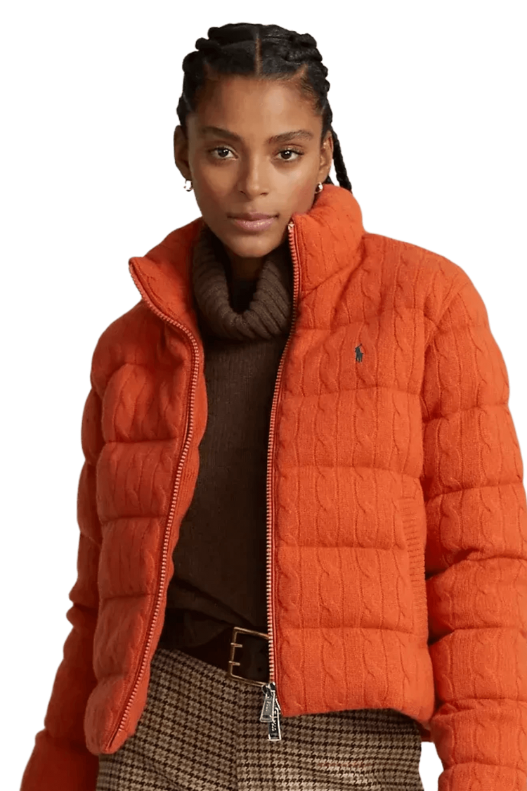<tc>Ralph Lauren</tc> แจ็คเก็ตผ้าขนสัตว์แคชเมียร์ลาย Cable-Quilt สำหรับผู้หญิง