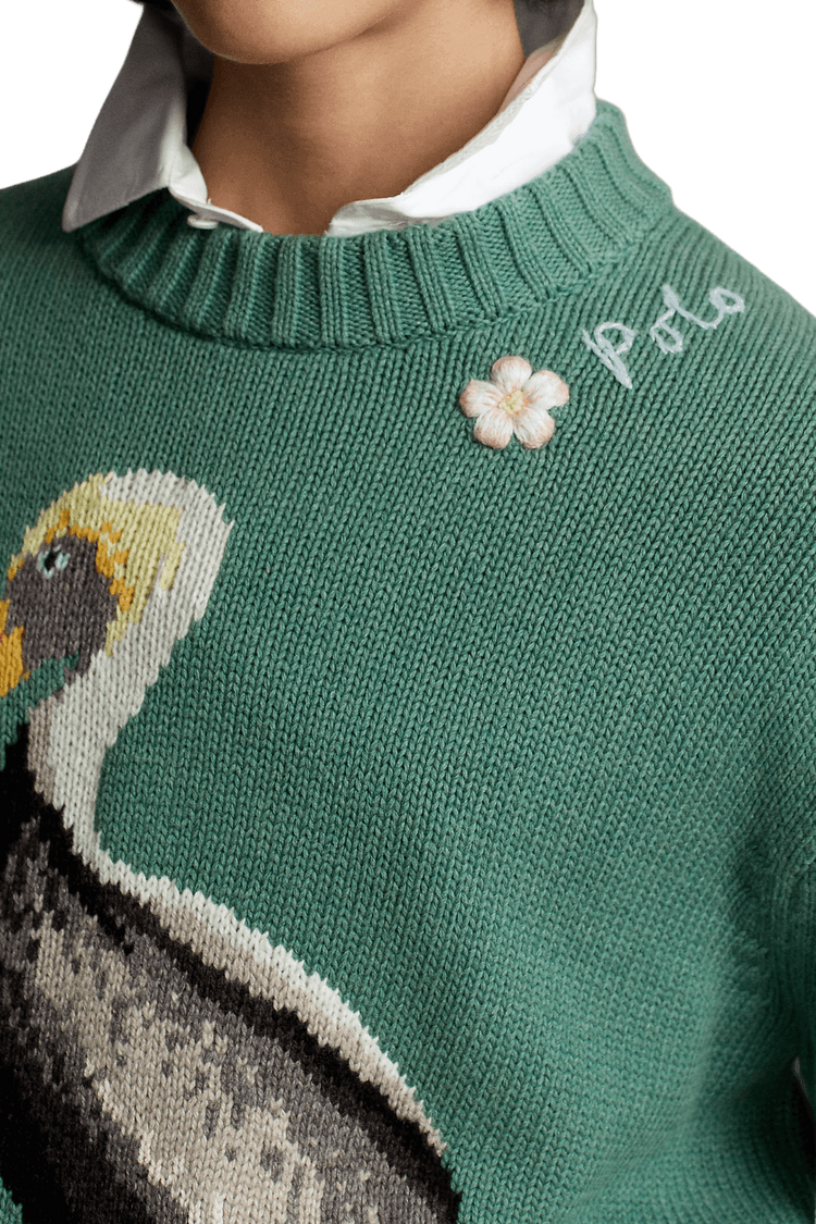 Ralph Lauren Women's Intarsia-Takt Pelican Mockneck Jumper