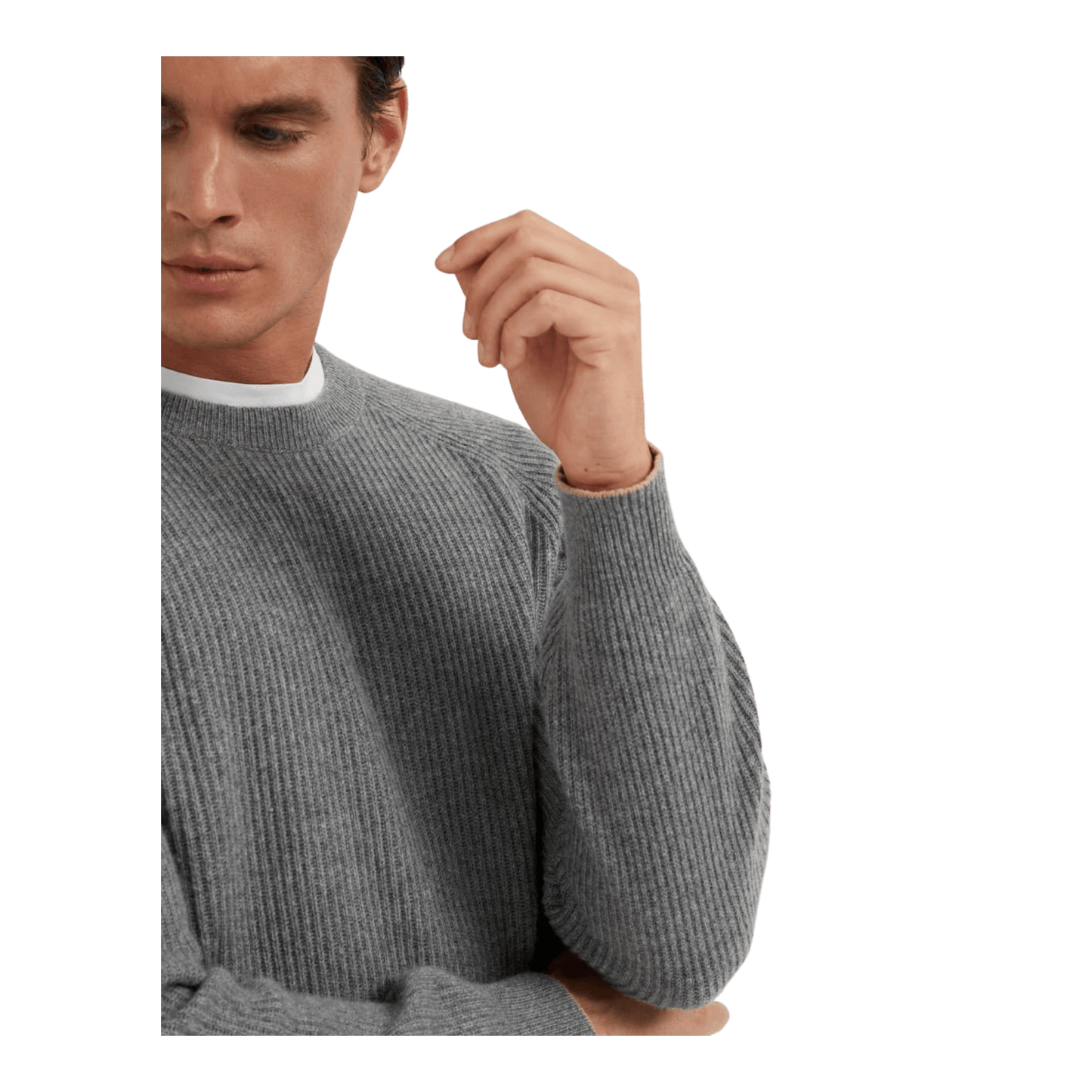 Brunello Cucinelli Men's Cashmere English Rib Sweater With Raglan Sleeves