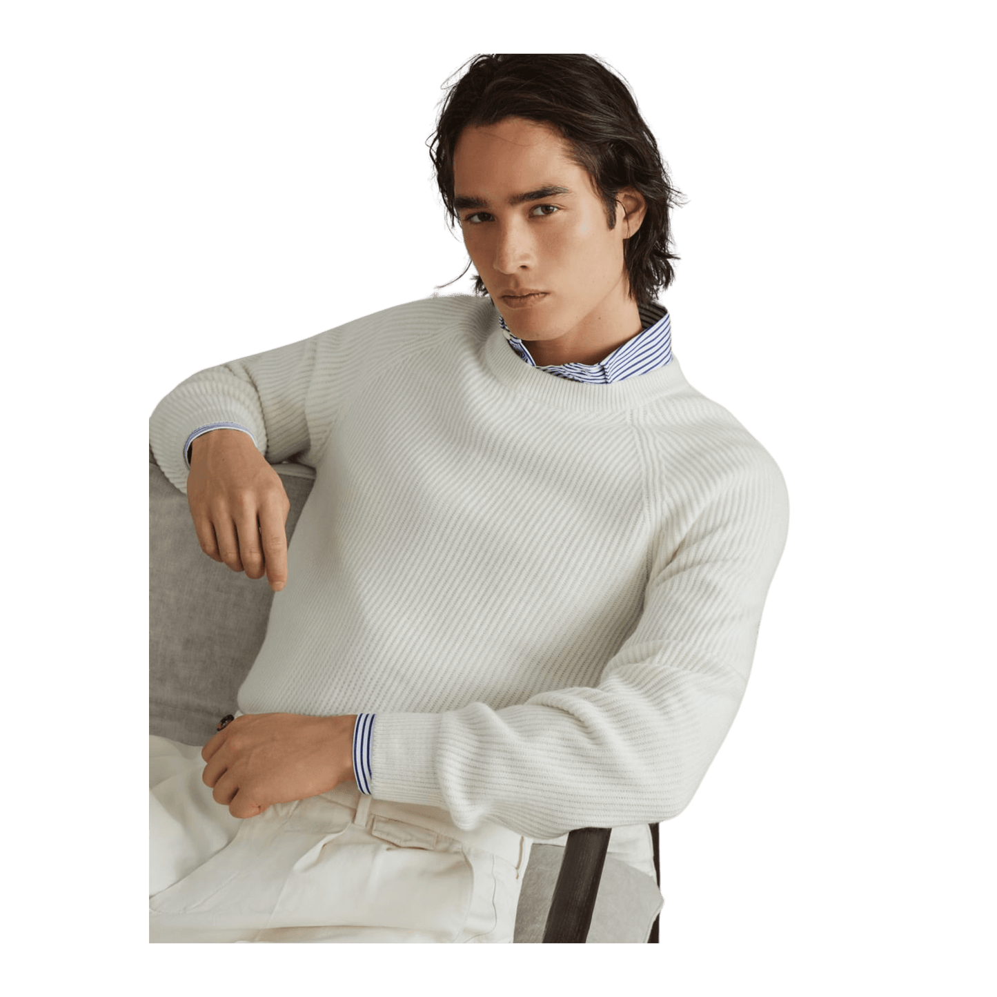 Brunello Cucinelli Men's Cashmere English Rib Sweater With Raglan Sleeves