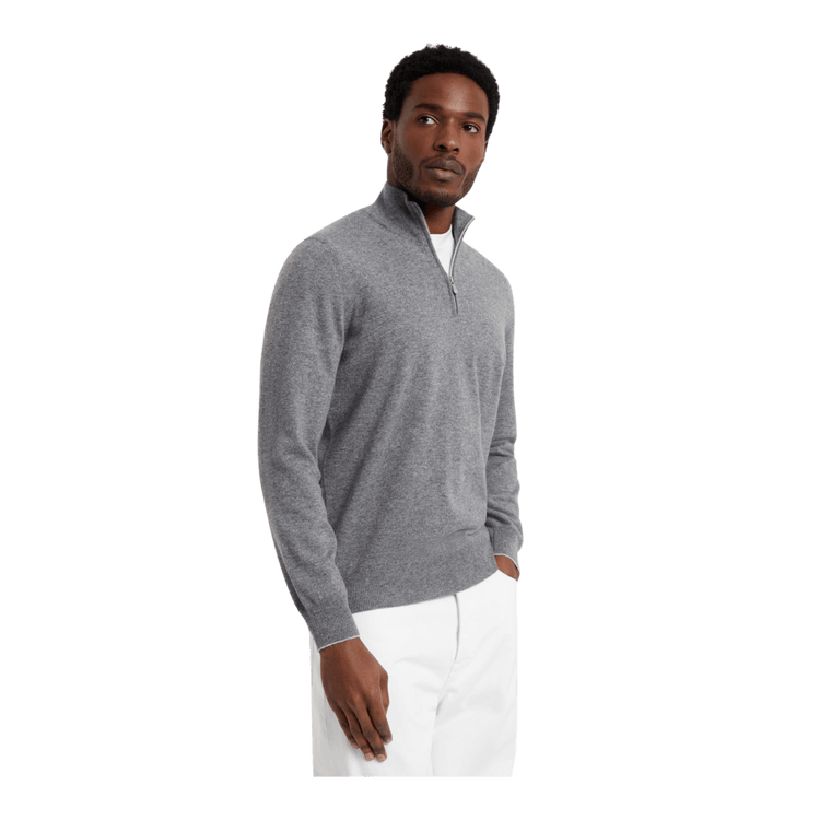 Brunello Cucinelli Men's Cashmere Turtleneck Sweater With Zipper