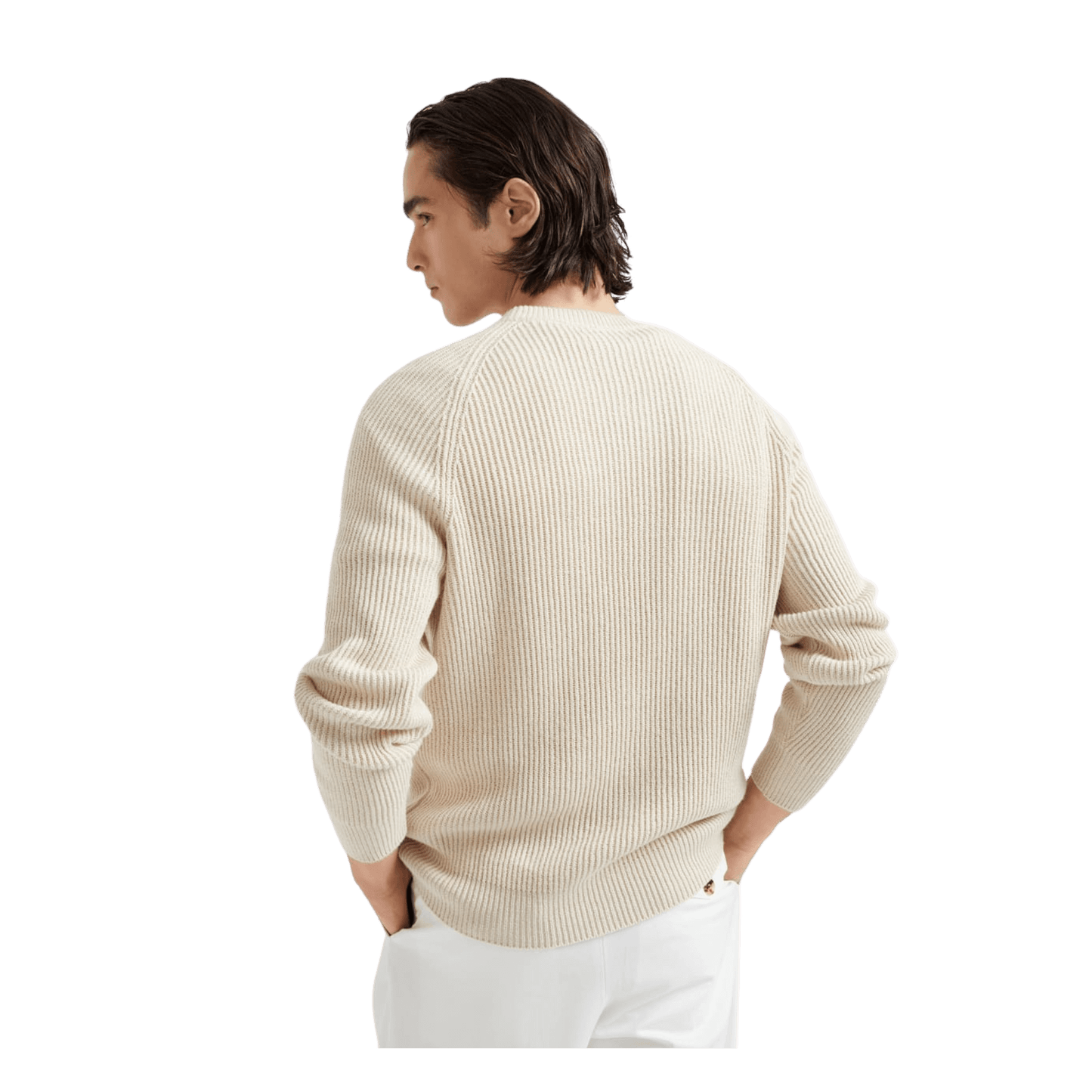 Brunello Cucinelli Men's Malfilé Cotton English Rib Sweater With Raglan Sleeves