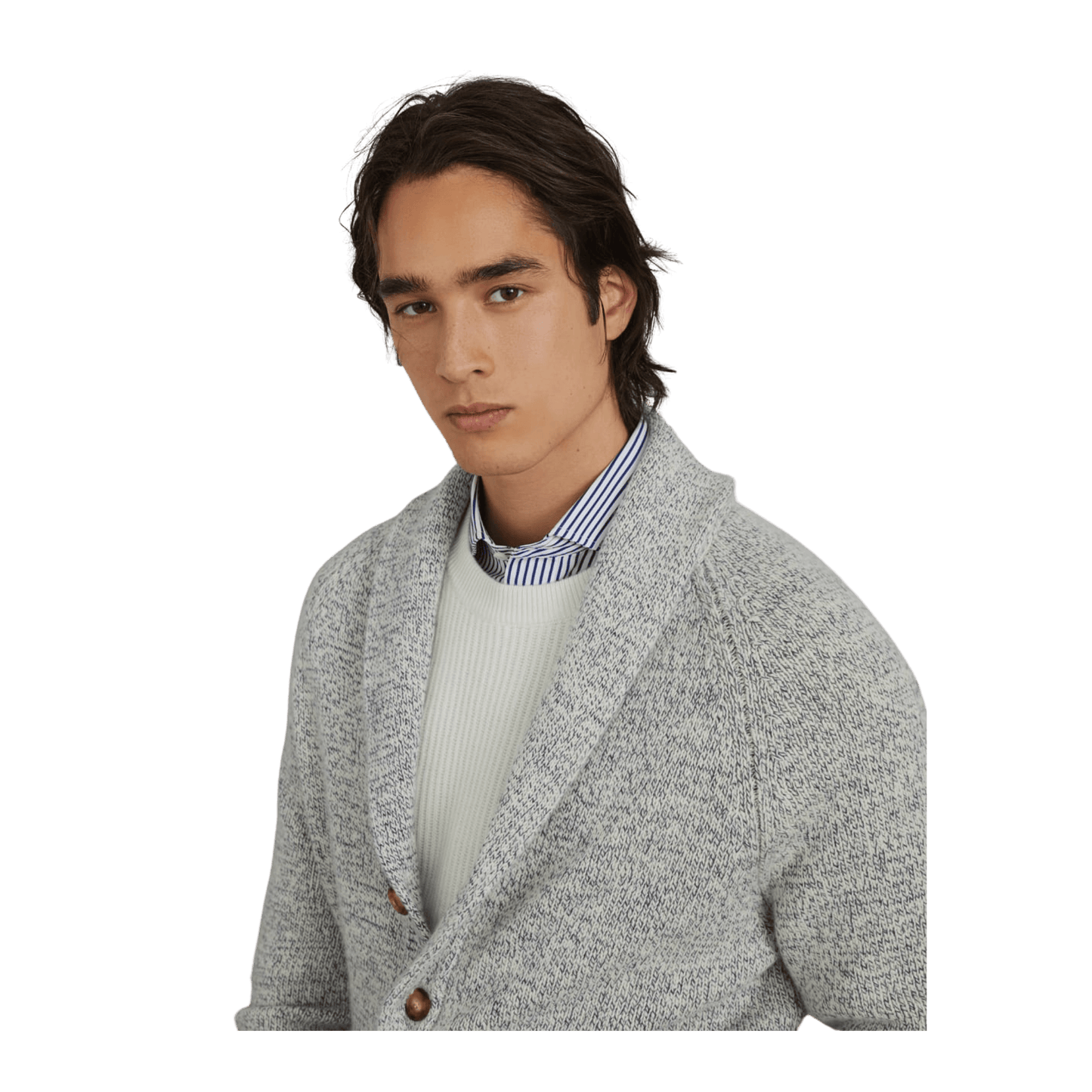 Brunello Cucinelli Men's Mouliné Cashmere Cardigan With Raglan Sleeves