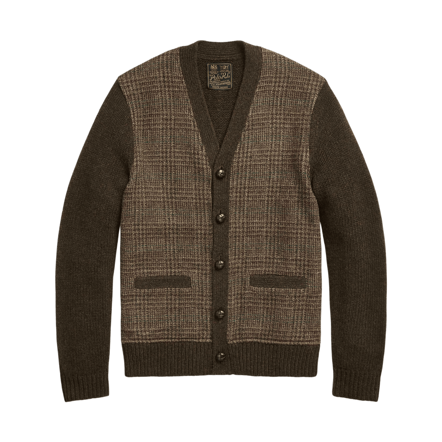 Ralph Lauren Men's Glen Plaid Paneled Wool Cardigan