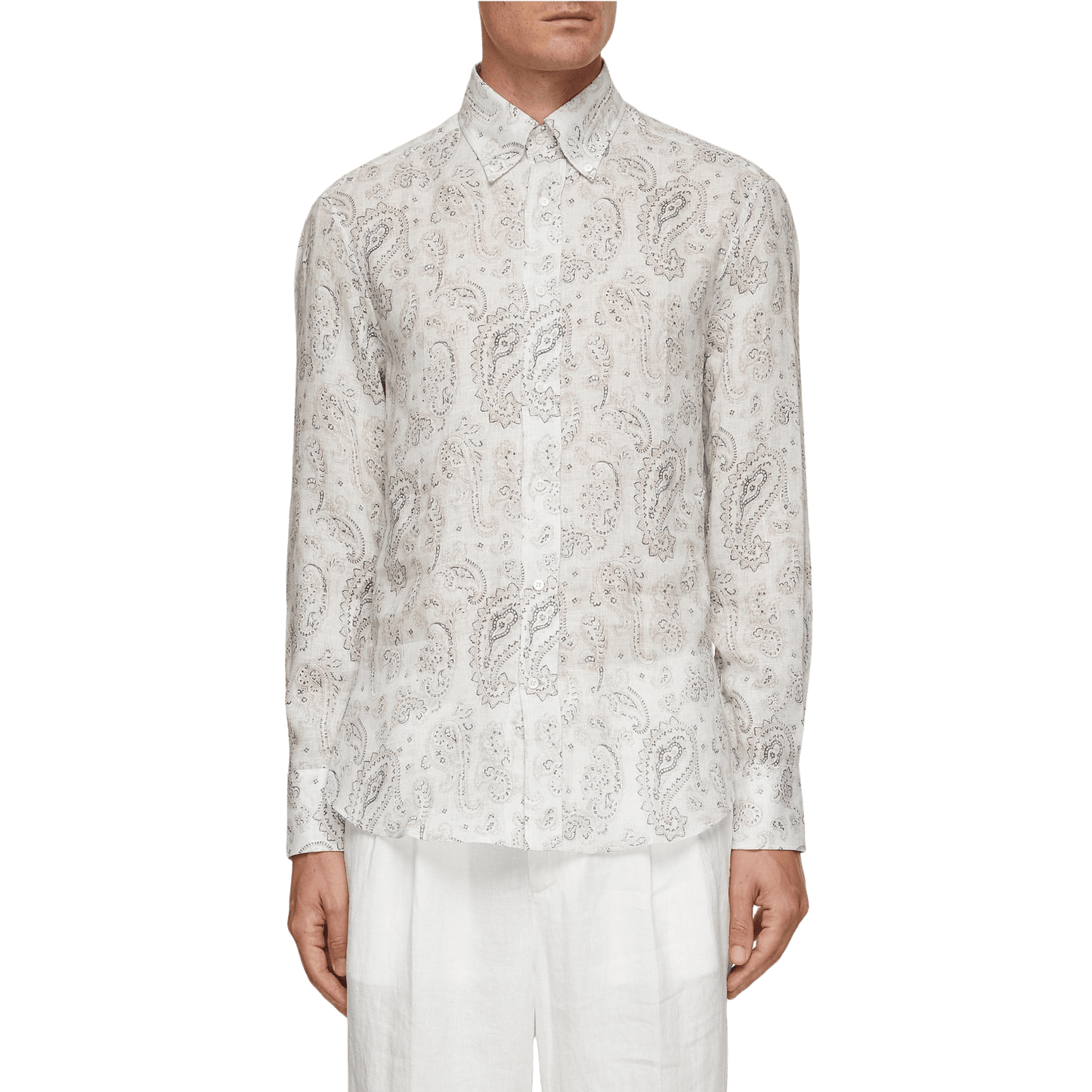 Brunello Cucinelli Men's Paisley Basic Fit Shirt with button-down collar