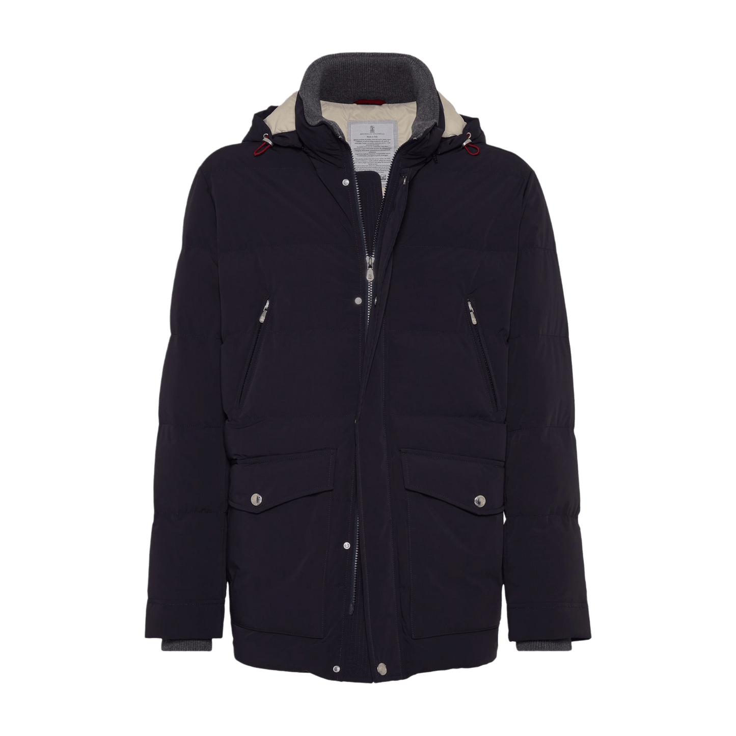 Brunello Cucinelli Men's Bonded Taffeta Down Jacket With Detachable Hood