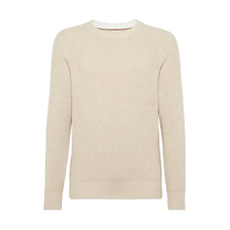 Brunello Cucinelli Men's Malfilé Cotton English Rib Sweater With Raglan Sleeves