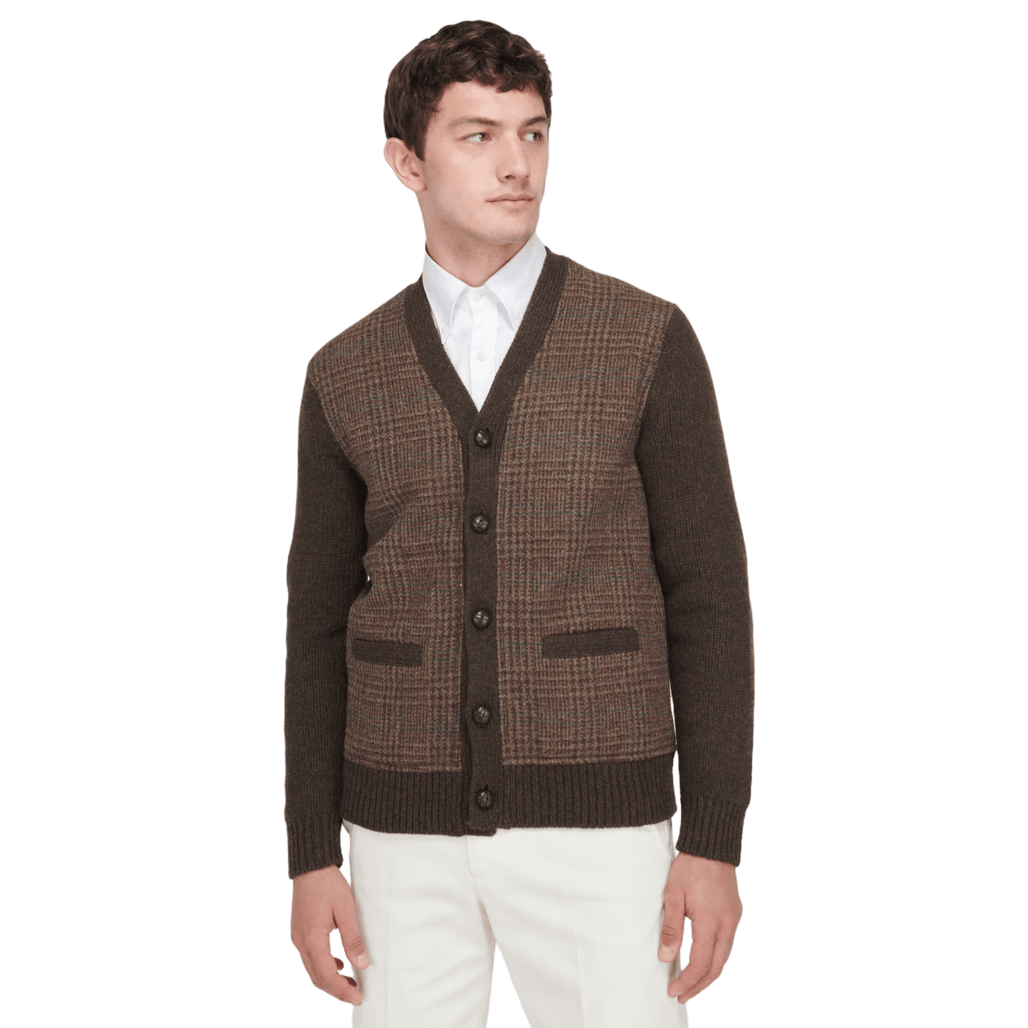 Ralph Lauren Men's Glen Plaid Paneled Wool Cardigan