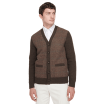 Ralph Lauren Men's Glen Plaid Paneled Wool Cardigan