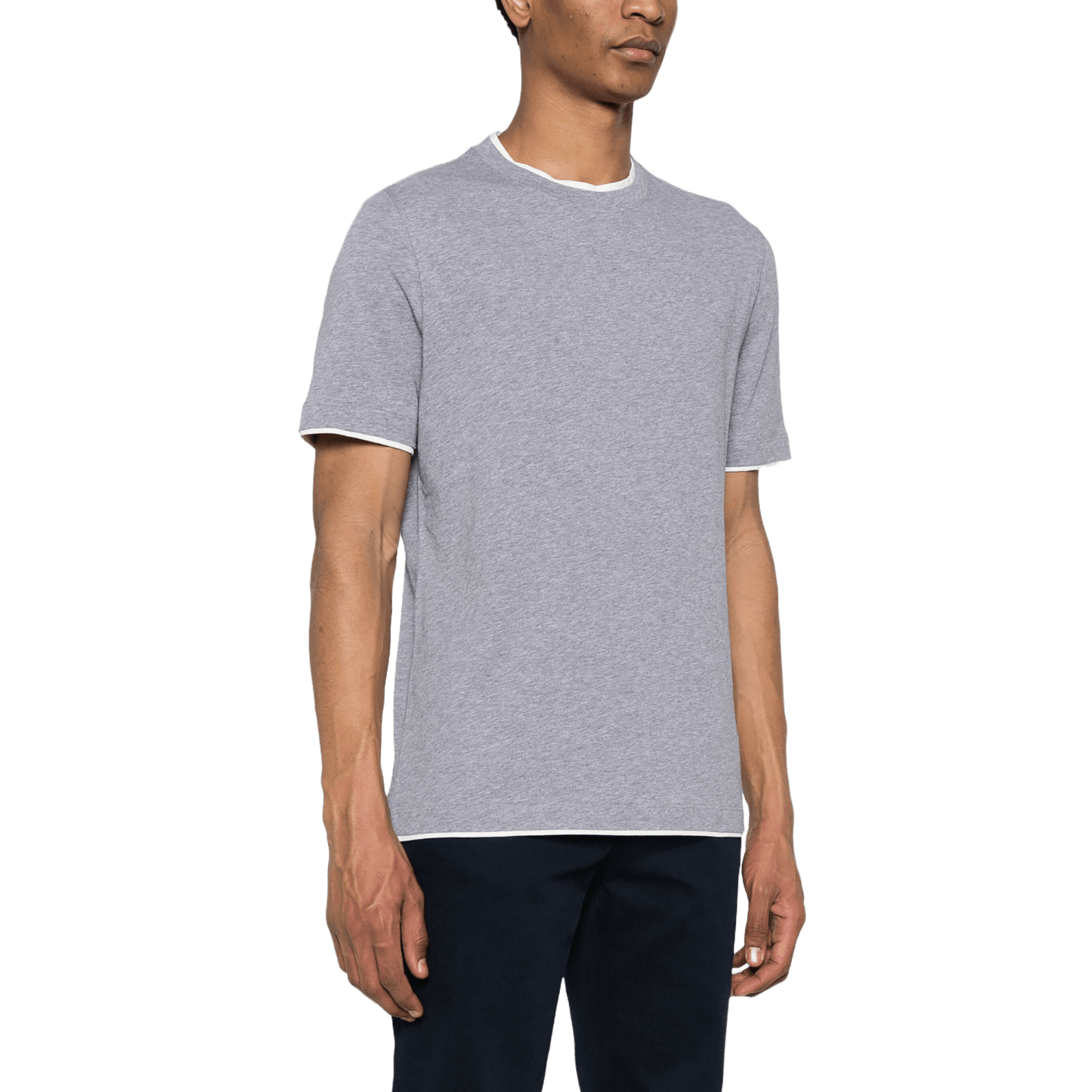 Brunello Cucinelli Men's Cotton Jersey Crew Neck T-shirt With Faux-layering