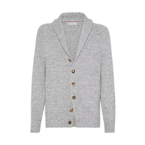 Brunello Cucinelli Men's Mouliné Cashmere Cardigan With Raglan Sleeves