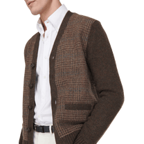 Ralph Lauren Men's Glen Plaid Paneled Wool Cardigan