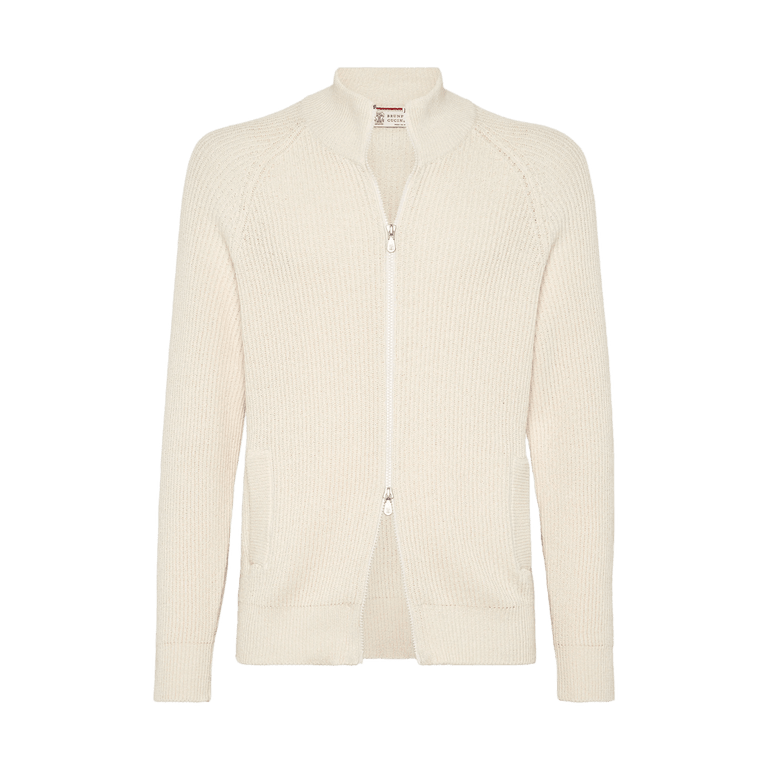 Brunello Cucinelli Malfilé Malfilé Cárdigan inglés de algodón con cremallera