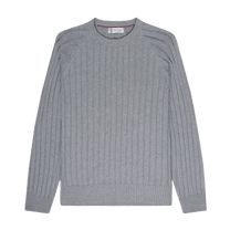 Brunello Cucinelli Men's Cashmere English Rib Sweater With Raglan Sleeves