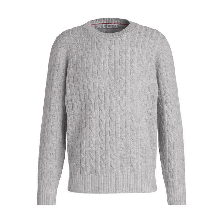 Brunello Cucinelli Men's Cashmere Vanisé Cable Knit Sweater