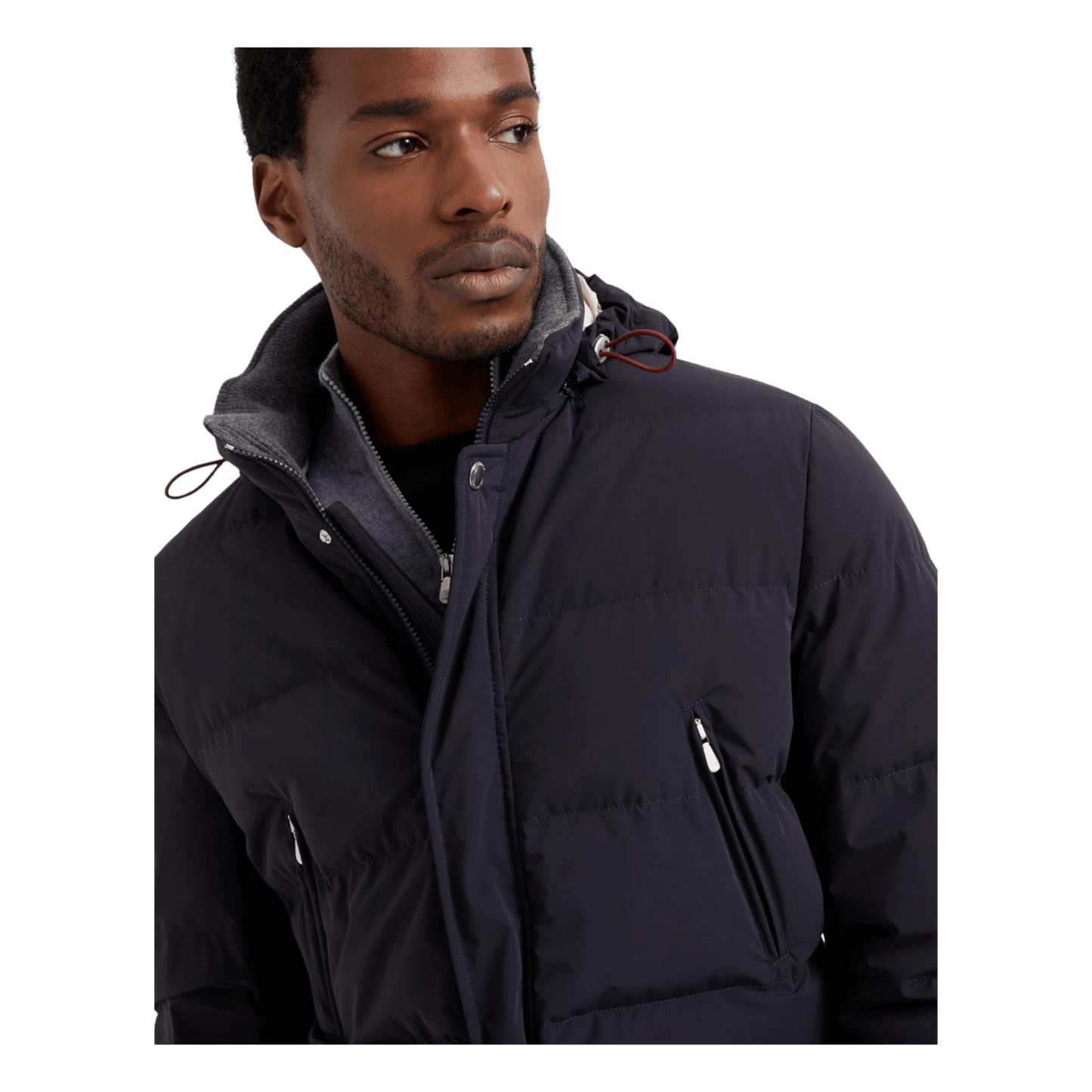 Brunello Cucinelli Men's Bonded Taffeta Down Jacket With Detachable Hood