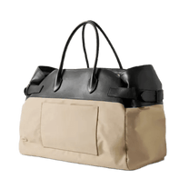 The Row Margaux 17 Inside-Out Buckled Leather Canvas Tote Bag