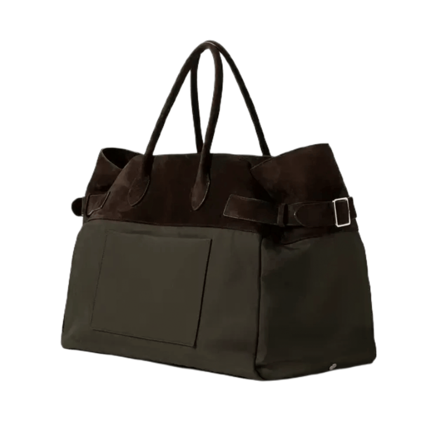 The Row Margaux 17 Inside-Out Buckled Leather Canvas Tote Bag