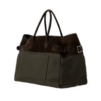 The Row Margaux 17 Inside-Out Buckled Leather Canvas Tote Bag