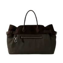 The Row Margaux 17 Inside-Out Buckled Leather Canvas Tote Bag